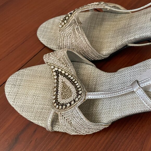 Women's Silver Heels with Rhinestones - WORN ONLY ONCE - Picture 4 of 7